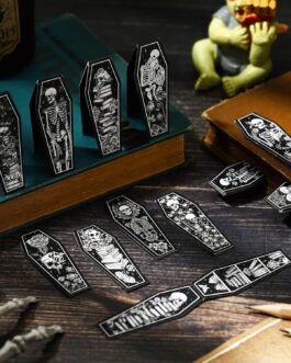 Mini Size Gothic Skeleton Coffin Magnet Bookmarks 48 pieces