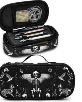 Goth Skull Pen Pencil Case Large Capacity