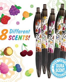 Sugar Skull, Scented Pens, Black Ink, Medium Point – 8 Count