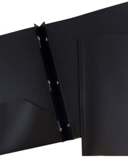 Black 2 Pocket Durable Folders with Metal Fastener Clasps 6/Pack