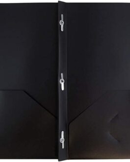 Black 2 Pocket Durable Folders with Metal Fastener Clasps 6/Pack