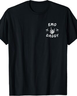Emo daddy Emo dad Goth skeleton hand rock on father’s Day T-Shirt