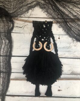 Macrame Owl | Black Macrame | Goth Macrame | Witchy Aesthetic